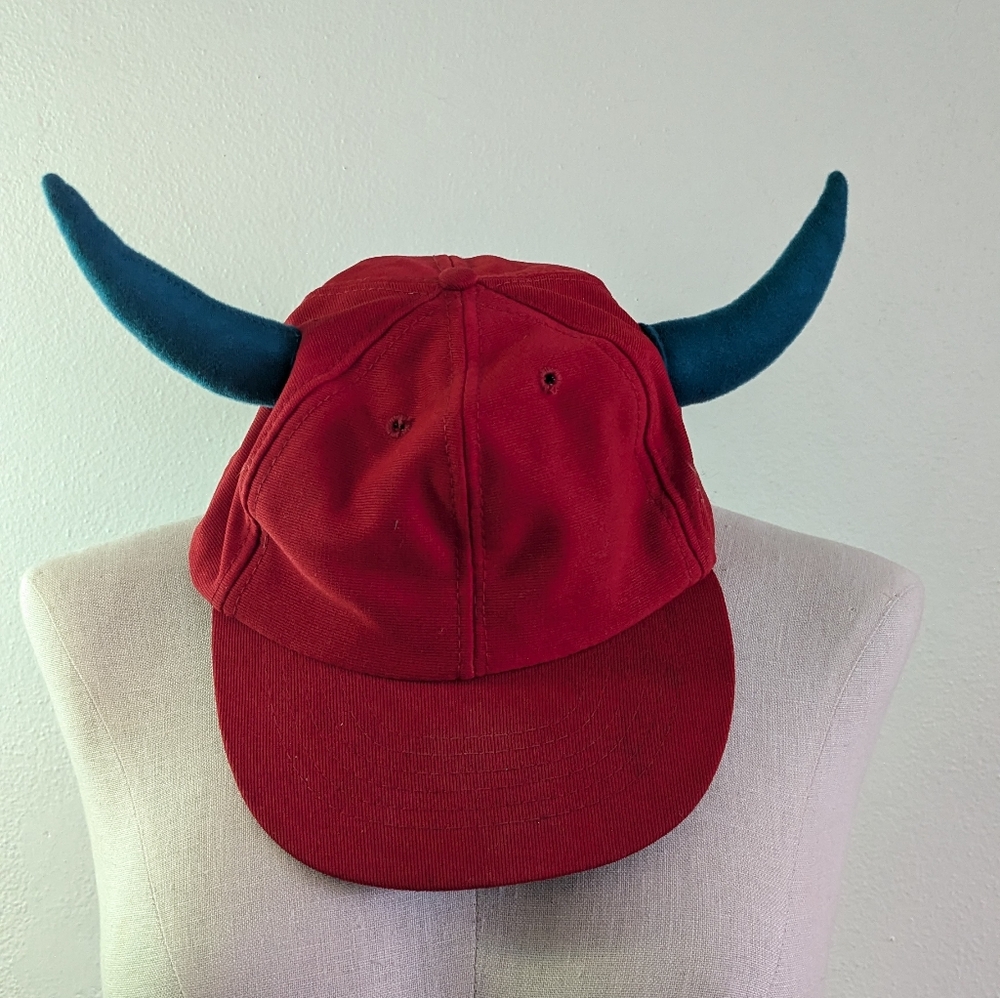 Red Cap with Blue Horns